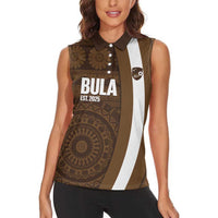 Bula Fiji Football Custom Women Sleeveless Polo Shirt One Vanua One Team Tapa Pattern