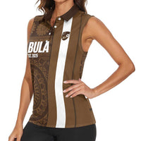 Bula Fiji Football Custom Women Sleeveless Polo Shirt One Vanua One Team Tapa Pattern