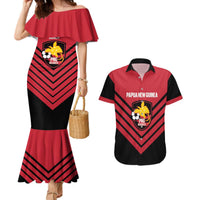 Hekari Papua New Guinea Football Custom Couples Matching Mermaid Dress and Hawaiian Shirt Go PNG Red Army