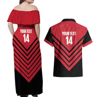Hekari Papua New Guinea Football Custom Couples Matching Off Shoulder Maxi Dress and Hawaiian Shirt Go PNG Red Army