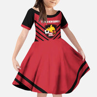 Hekari Papua New Guinea Football Custom Family Matching Puletasi and Hawaiian Shirt Go PNG Red Army LT14 Daughter's Dress Red - Polynesian Pride