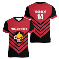 Hekari Papua New Guinea Football Custom Women V-Neck T-Shirt Go PNG Red Army