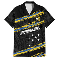 Kings Solomon Islands Football Custom Family Matching Tank Maxi Dress and Hawaiian Shirt Come On Solomons Polynesian Grunge Style LT14 Dad's Shirt - Short Sleeve Black - Polynesian Pride
