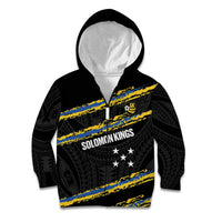 Kings Solomon Islands Football Custom Kid Hoodie Come On Solomons Polynesian Grunge Style