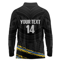 Kings Solomon Islands Football Custom Long Sleeve Polo Shirt Come On Solomons Polynesian Grunge Style