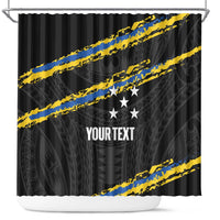 Kings Solomon Islands Football Custom Shower Curtain Come On Solomons Polynesian Grunge Style LT14 Black - Polynesian Pride