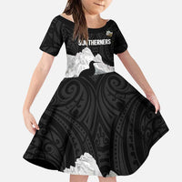 New Zealand South Island Football Custom Family Matching Off Shoulder Maxi Dress and Hawaiian Shirt Aoraki Mount Cook With Kiwi Maori Pattern