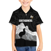 New Zealand South Island Football Custom Family Matching Off Shoulder Maxi Dress and Hawaiian Shirt Aoraki Mount Cook With Kiwi Maori Pattern