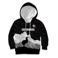 New Zealand South Island Football Custom Kid Hoodie Aoraki Mount Cook With Kiwi Maori Pattern