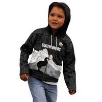 New Zealand South Island Football Custom Kid Hoodie Aoraki Mount Cook With Kiwi Maori Pattern