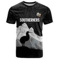 New Zealand South Island Football Custom T Shirt Aoraki Mount Cook With Kiwi Maori Pattern