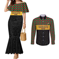 Vanuatu Football Custom Couples Matching Mermaid Dress and Long Sleeve Button Shirt Go Chiefs Basket-weave Pattern