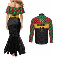 Vanuatu Football Custom Couples Matching Mermaid Dress and Long Sleeve Button Shirt Go Chiefs Basket-weave Pattern