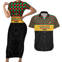 Vanuatu Football Custom Couples Matching Short Sleeve Bodycon Dress and Hawaiian Shirt Go Chiefs Basket-weave Pattern