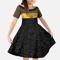 Vanuatu Football Custom Kid Short Sleeve Dress Go Chiefs Basket-weave Pattern