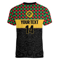 Vanuatu Football Custom Women V-Neck T-Shirt Go Chiefs Basket-weave Pattern LT14 - Polynesian Pride