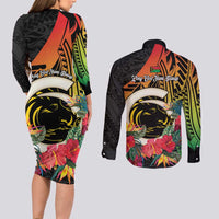 Vanuatu Boar Tusk Yumi Yumi Yumi Couples Matching Long Sleeve Bodycon Dress and Long Sleeve Button Shirt Independens Dei Long God Yumi Stanap