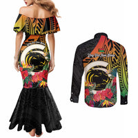 Vanuatu Boar Tusk Yumi Yumi Yumi Couples Matching Mermaid Dress and Long Sleeve Button Shirt Independens Dei Long God Yumi Stanap