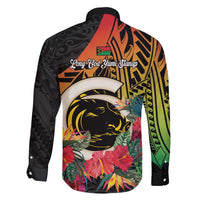 Vanuatu Boar Tusk Yumi Yumi Yumi Family Matching Off The Shoulder Long Sleeve Dress and Hawaiian Shirt Independens Dei Long God Yumi Stanap