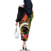 Vanuatu Boar Tusk Yumi Yumi Yumi Family Matching Off The Shoulder Long Sleeve Dress and Hawaiian Shirt Independens Dei Long God Yumi Stanap