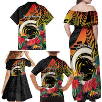 Vanuatu Boar Tusk Yumi Yumi Yumi Family Matching Off Shoulder Maxi Dress and Hawaiian Shirt Independens Dei Long God Yumi Stanap