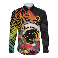 Vanuatu Boar Tusk Yumi Yumi Yumi Long Sleeve Button Shirt Independens Dei Long God Yumi Stanap
