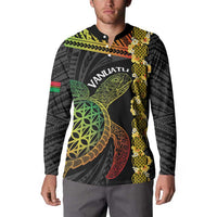 Vanuatu Sand Drawing Turtle Button Sweatshirt Happy Independence Day
