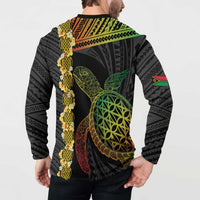 Vanuatu Sand Drawing Turtle Button Sweatshirt Happy Independence Day