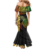 Vanuatu Sand Drawing Turtle Family Matching Mermaid Dress and Hawaiian Shirt Happy Independence Day