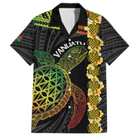 Vanuatu Sand Drawing Turtle Family Matching Off The Shoulder Long Sleeve Dress and Hawaiian Shirt Happy Independence Day