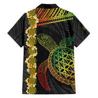 Vanuatu Sand Drawing Turtle Family Matching Off The Shoulder Long Sleeve Dress and Hawaiian Shirt Happy Independence Day
