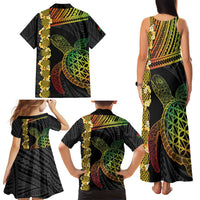 Vanuatu Sand Drawing Turtle Family Matching Tank Maxi Dress and Hawaiian Shirt Happy Independence Day