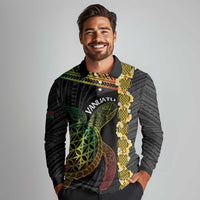 Vanuatu Sand Drawing Turtle Long Sleeve Polo Shirt Happy Independence Day