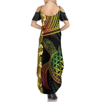 Vanuatu Sand Drawing Turtle Summer Maxi Dress Happy Independence Day