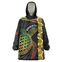 Vanuatu Sand Drawing Turtle Wearable Blanket Hoodie Happy Independence Day