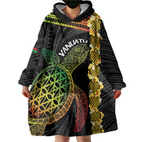 Vanuatu Sand Drawing Turtle Wearable Blanket Hoodie Happy Independence Day