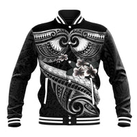 Black Polynesia Baseball Jacket Tribal Pattern Tropical Frangipani LT14 Unisex Black - Polynesian Pride