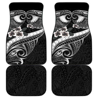 Black Polynesia Car Mats Tribal Pattern Tropical Frangipani