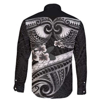 Black Polynesia Family Matching Off Shoulder Maxi Dress and Hawaiian Shirt Tribal Pattern Tropical Frangipani