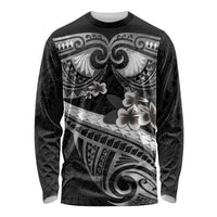 Black Polynesia Long Sleeve Shirt Tribal Pattern Tropical Frangipani LT14 Unisex Black - Polynesian Pride