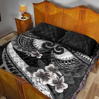 Black Polynesia Quilt Bed Set Tribal Pattern Tropical Frangipani