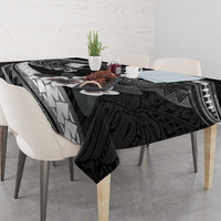 Black Polynesia Tablecloth Tribal Pattern Tropical Frangipani
