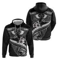 Black Polynesia Zip Hoodie Tribal Pattern Tropical Frangipani LT14 - Polynesian Pride