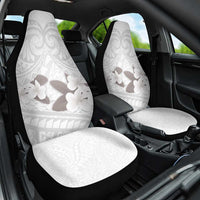 White Polynesia Car Seat Cover Tribal Pattern Tropical Frangipani LT14 One Size White - Polynesian Pride