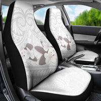 White Polynesia Car Seat Cover Tribal Pattern Tropical Frangipani LT14 - Polynesian Pride