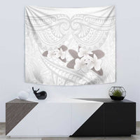 White Polynesia Tapestry Tribal Pattern Tropical Frangipani