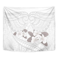 White Polynesia Tapestry Tribal Pattern Tropical Frangipani