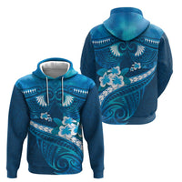 Blue Polynesia Zip Hoodie Tribal Pattern Tropical Frangipani LT14 - Polynesian Pride