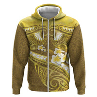 Gold Polynesia Hoodie Tribal Pattern Tropical Frangipani LT14 Zip Hoodie Gold - Polynesian Pride