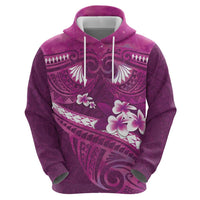 Pink Polynesia Hoodie Tribal Pattern Tropical Frangipani LT14 - Polynesian Pride